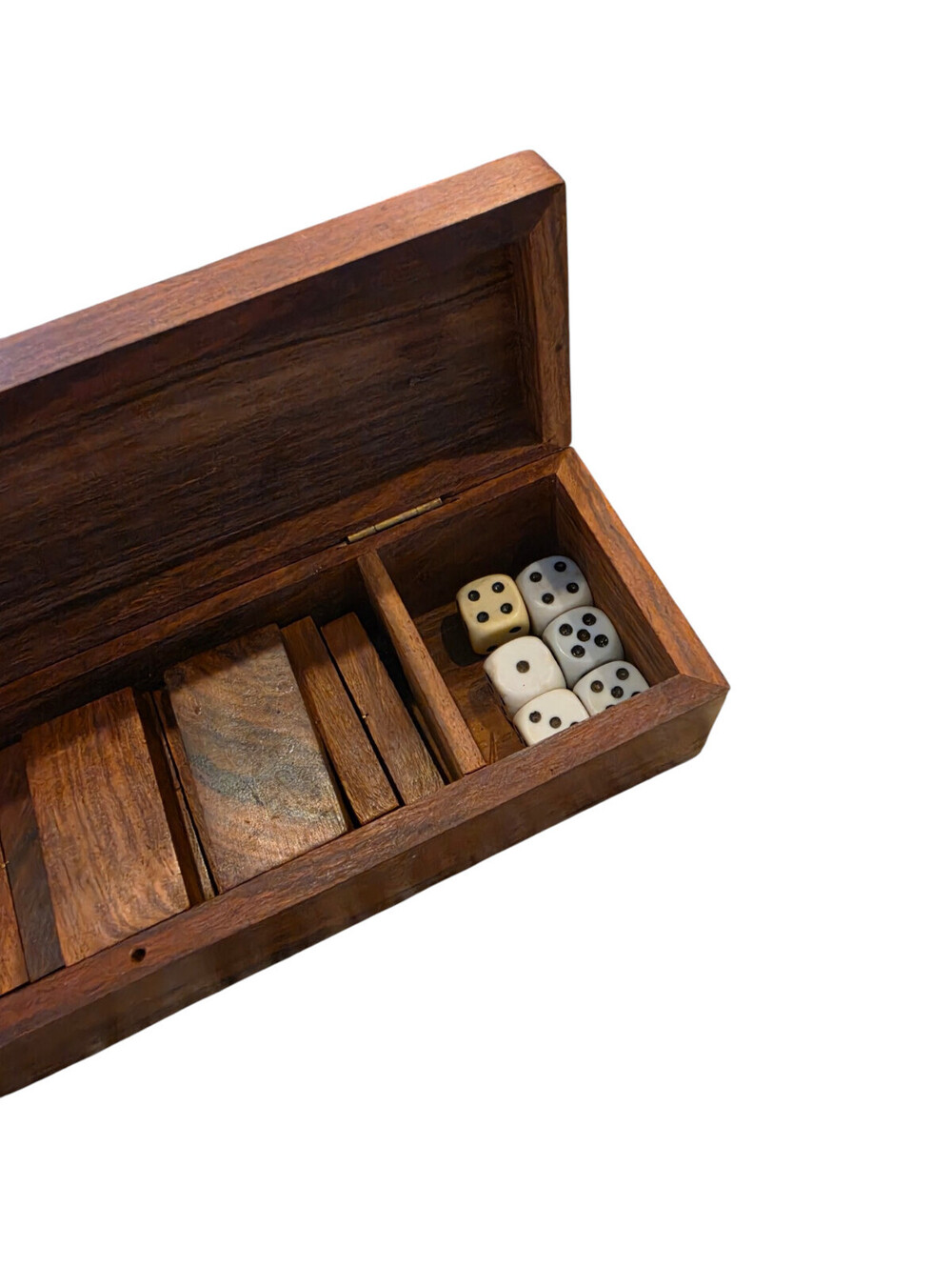 Vintage Mahogany Wood And Brass Domino Set - Picture 6 of 7